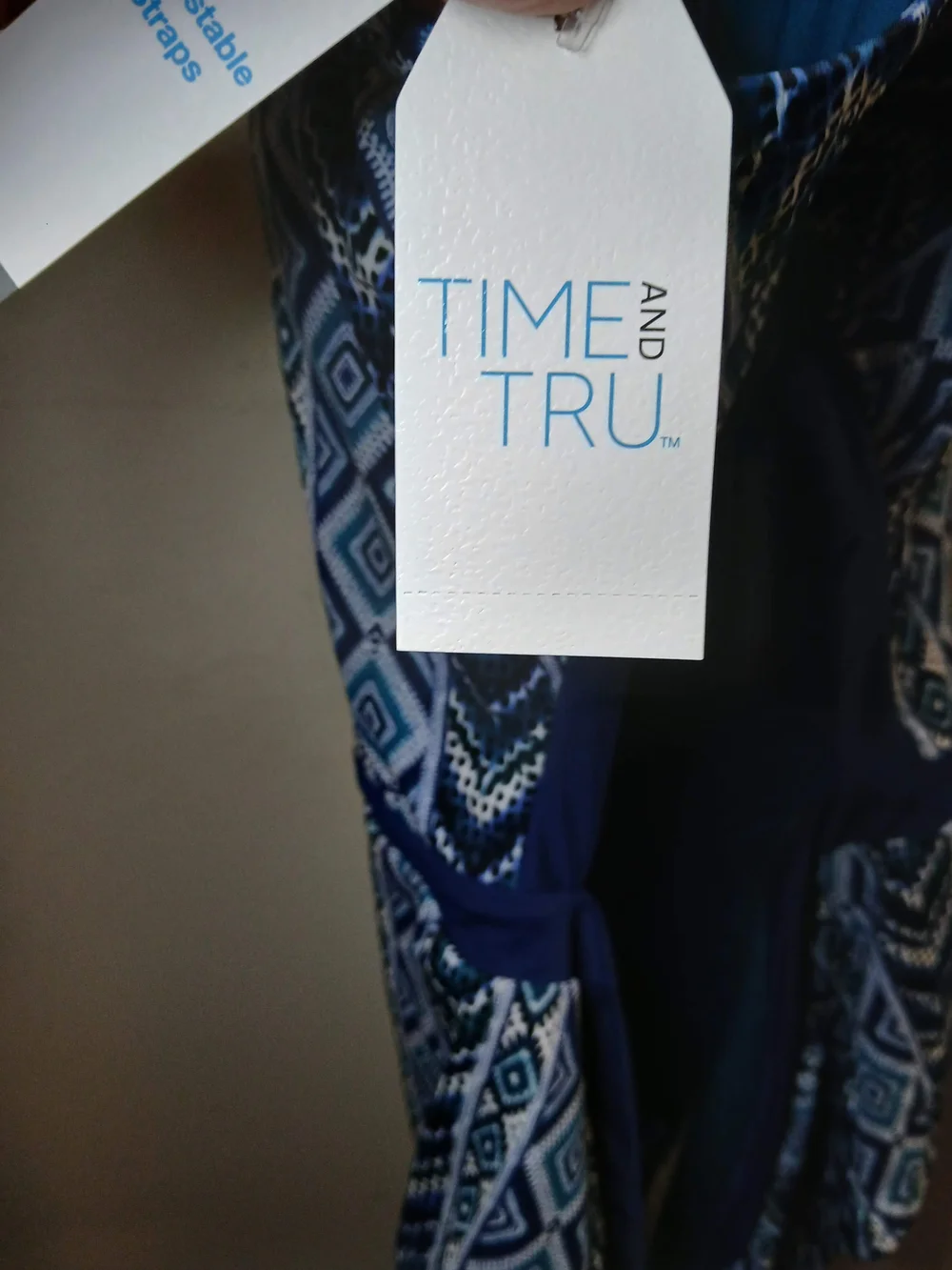 Time and Tru Blue Geometric One-Piece Swimsuit